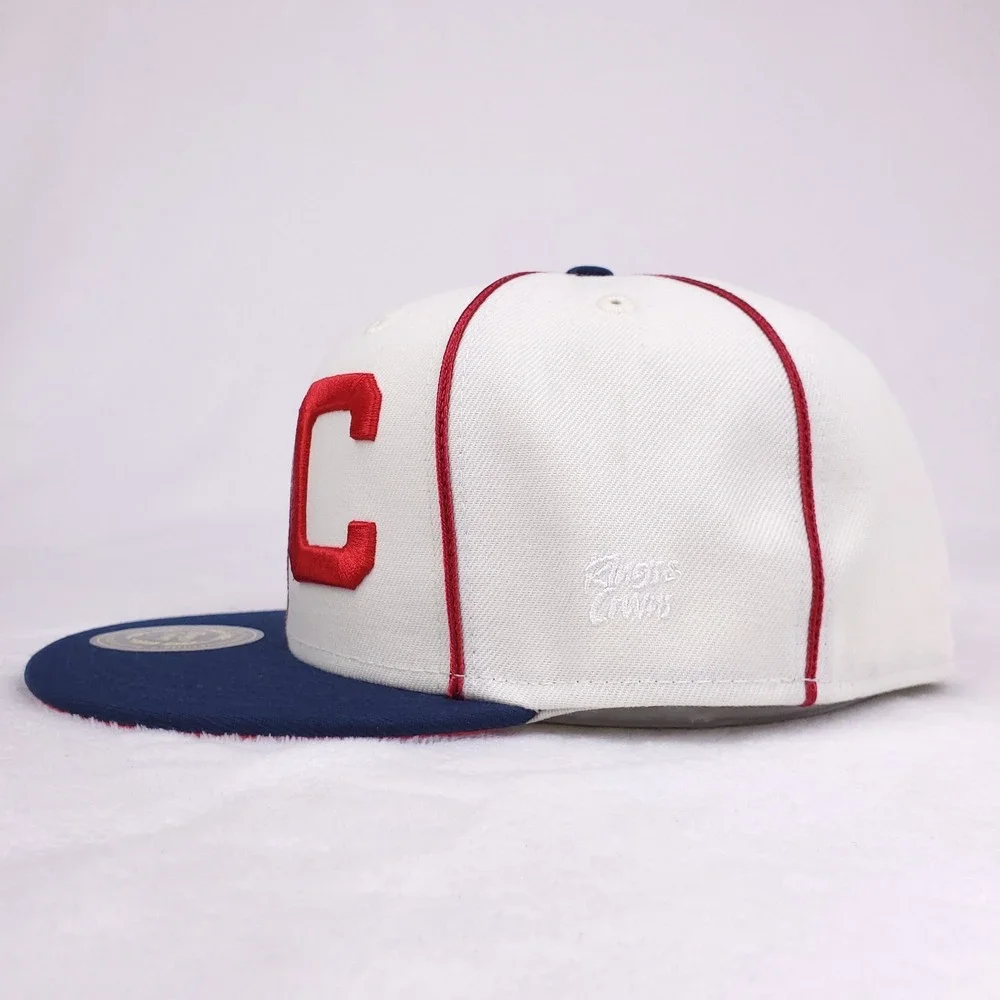KC Monarchs Rings & Crowns NLB Fitted 7 1/2 Flatbill‎ Hat Cap 3D Logo White NWT